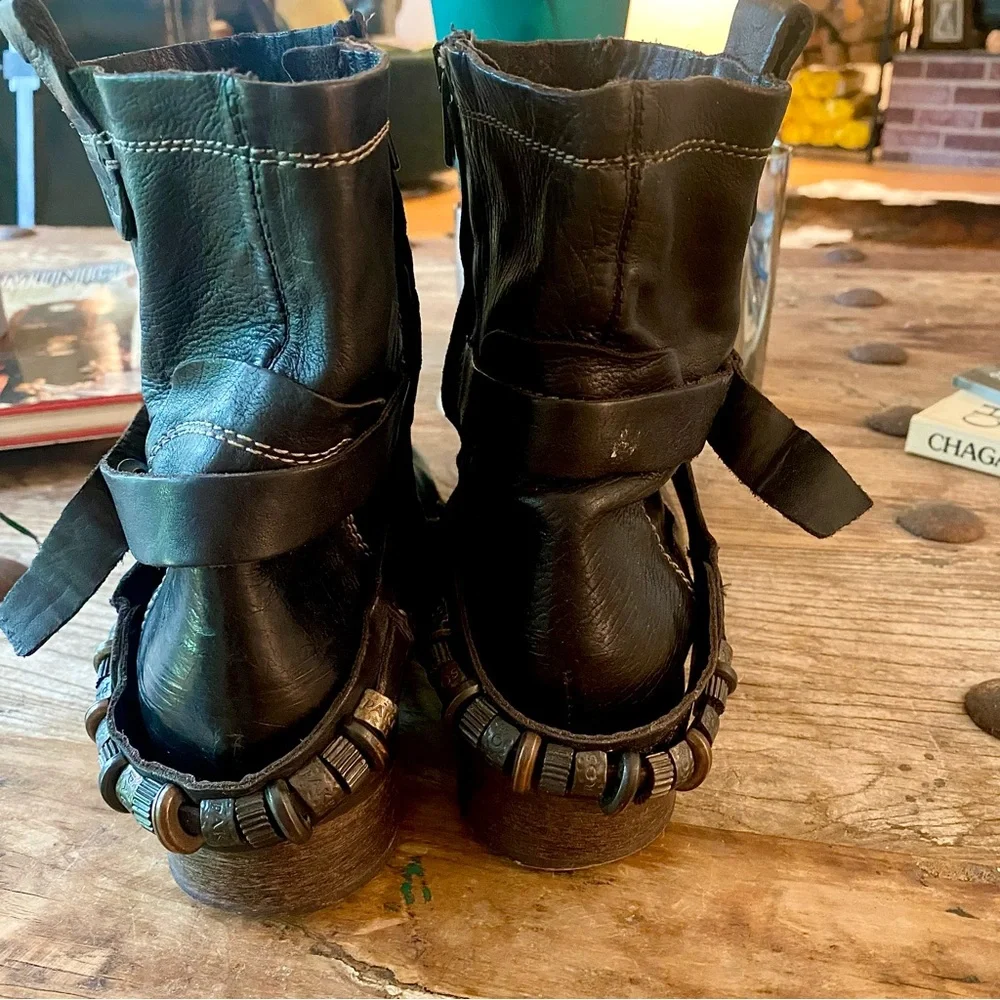 PAKROS Italy Rugged Moto Boots. Black Leather with Cool Metal Chain  EU 41 🇮🇹 - Picture 4 of 15